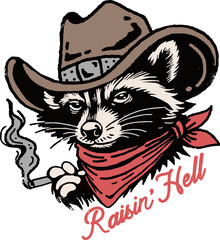 Cowboy , Cowboy svg,Raccoon Cowboy Retro svg ,Raisin’ Hell SVG, Rodeo  svg © megaton