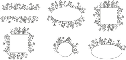 Kolekcja ramek z motywem roślinnym. © EmBer_graphic
