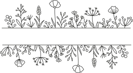 Podłużna ramka z motywem roślinnym. © EmBer_graphic