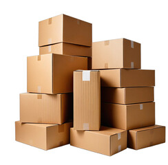 Stacked cardboard boxes for packing or moving isolated