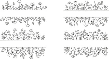 Ramki kwieciste. Zestaw ramek, kwiaty i liście. © EmBer_graphic