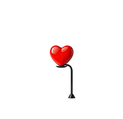 Glossy red heart symbol on modern stand representing love and passion