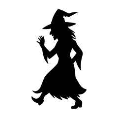 Witch silhouette on halloween