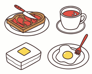 Illustration of breakfast food, including toast