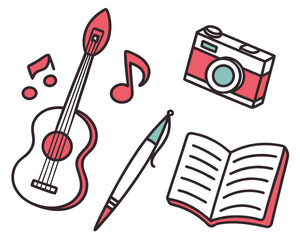 Illustration of creative hobby icons