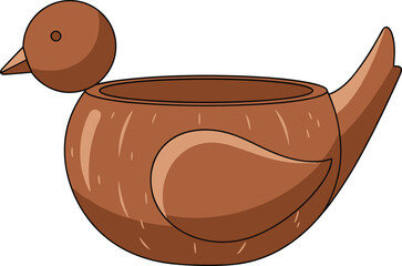 Handicraft Wood Carving Desk Set with Bird Pen Holder