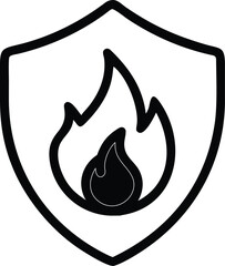 Fire protection shield and smoke detector icons safety