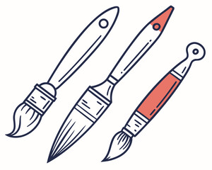Set of three paint brushes