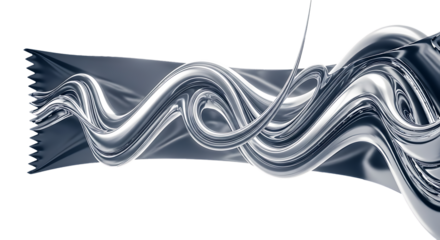 Flowing Metallic Liquid Over Tape Edge on White Background isolated on a transparent background