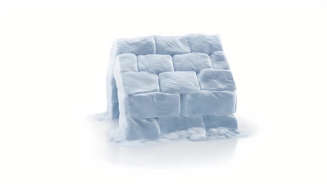 Miniature Ice Igloo on White Background, Isolated.