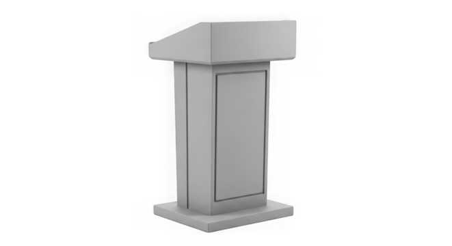 Modern gray podium for presentations isolated on transparent background