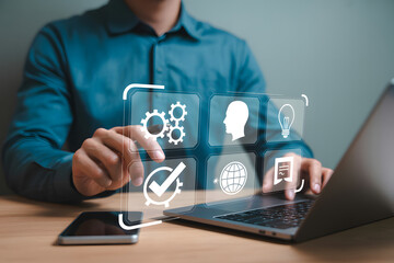 online productivity and workflow optimization with businessman using laptop