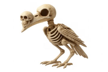 Dodo bird skeleton having human skull head