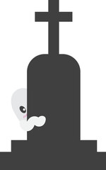 묘비 뒤에 숨어있는 귀여운 유령