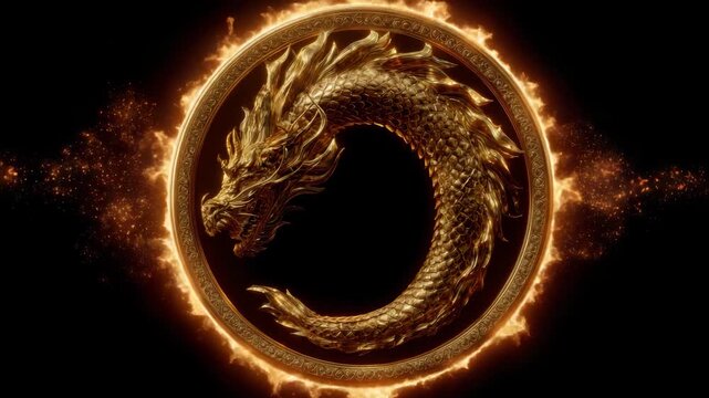Mythical Dragon in Glowing Energy Ring