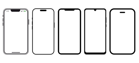 Modern Smartphone Mockups Display Various Screen Designs Innovative Touchscreen Devices for Mobile App UI UX Design