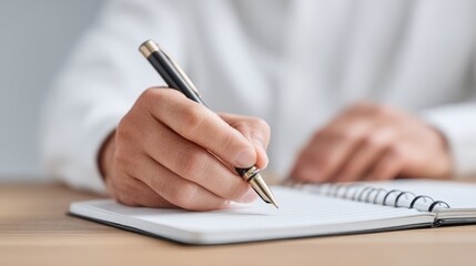 A Close-Up of a Person Writing in a Notebook with a Pen, Focused on Future Goals and Achieving Success through Personal Vision and Strengthening Goals