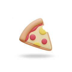 Stylized 3D pizza slice with bite taken