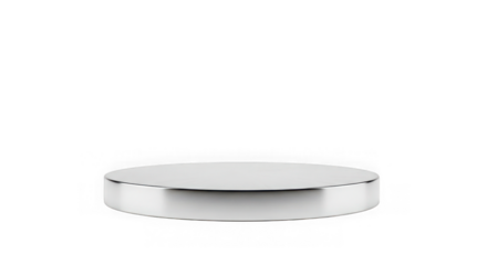 Silver circular platform for product display isolated on transparent background