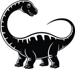 Cartoon Brachiosaurus Dinosaur Illustration with Long Neck and Friendly Face