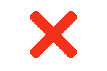 Obraz premium Red cross symbol representing wrong, error, no, decline, cancel, or negative choices. Transparent background