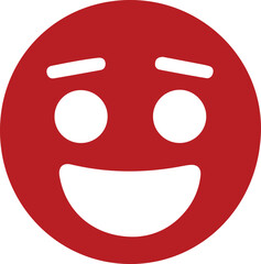 Bright red happy face emotion icon symbol isolated graphic element for joyful communication and positive expression