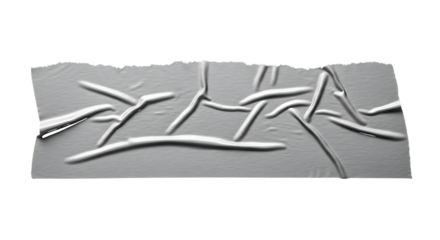 Torn gray tape with abstract lines and shadows adhesive isolated on a transparent background