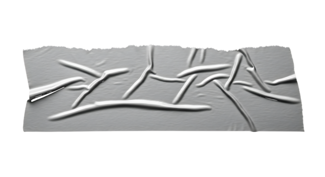 Torn gray tape with abstract lines and shadows adhesive isolated on a transparent background