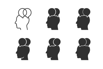 Interpersonal Skills Logos. Developing interpersonal communication skills. Set Logo of Developing interpersonal communication skills: human head outline with