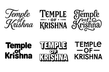 Fototapeta premium Krishna Temple Lettering Art. Temple of Krishna. Set lettering. harmonious lettering variations of the same emblematic concept, each with different artistic