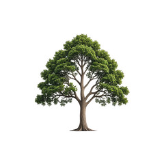 Digitally created tall tree with full foliage, isolated on black background