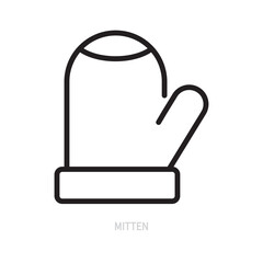 Mitten line icon. Holiday clothes symbol. Decoration element. Christmas, New Year, festive concept. Isolated on a white background. Flat design. Editable stroke. Vector illustration.