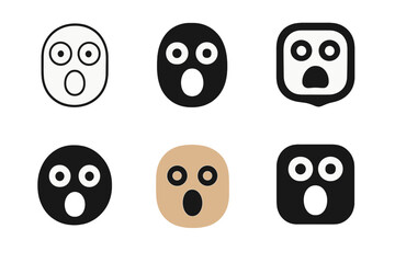 Scared Face Logos. Scared face. Set Logo of Scared face: wide eyes and open mouth. harmonious logo variations of the same emblematic concept, each with
