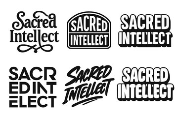 Fototapeta premium Sacred Intellect Designs. Sacred Intellect. Set lettering. harmonious lettering variations of the same emblematic concept (Whimsical curly type with