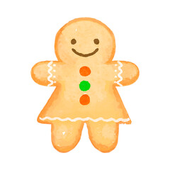 かわいい水彩風ジンジャーブレッドマンのクッキー