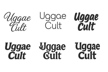 Obraz premium Uggae Lettering Variations. Uggae Cult. Set lettering. harmonious lettering variations of the same emblematic concept, each with different artistic