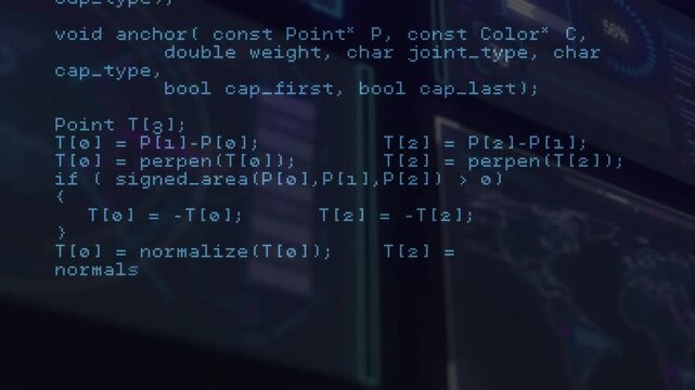 overlay scrolling at interface activation showing C++ code reading HTTP and computing geometry