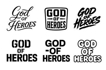 God of Heroes Lettering. God of Heroes. Set lettering. harmonious lettering variations of the same emblematic concept (Elegant script with flowing curves,