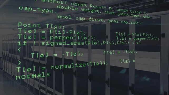 Overlay expanding over server racks invoking InternetReadFile and scrolling code revealing geometry