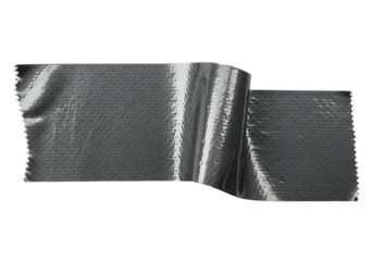 Wrinkled Silver Tape Strip on White Background creased isolated on a transparent background