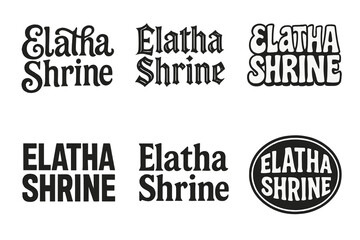Fototapeta premium Elatha Shrine Lettering Variations. Elatha Shrine. Set lettering. harmonious lettering variations of the same emblematic concept, each with different artistic