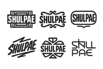 Obraz premium Shulpae Emblem Variations. Emblem of Shulpae. Set lettering. harmonious lettering variations of the same emblematic concept, each with different artistic