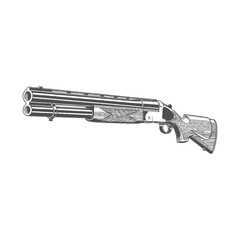 Vintage Engraved Double-Barreled Shotgun Hand-drawn