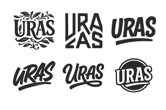 Uras Sigil Variations. Uras Sigil. Set lettering. harmonious lettering variations of the same emblematic concept, each with different artistic interpretation