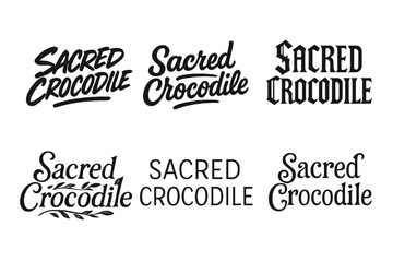 Fototapeta premium Sacred Crocodile Lettering. Sacred Crocodile. Set lettering. harmonious lettering variations of the same emblematic concept (Dynamic brushstroke graffiti