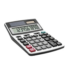 Realistic illustration of a handheld calculator with display showing numbers