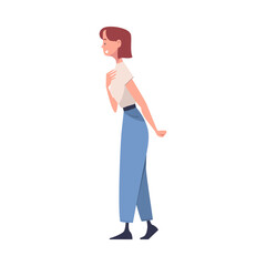 Woman Character Standing with Hands in Pocket Vector Illustration