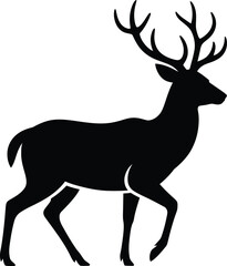 Majestic stag silhouette displays its antler form, standing gracefully against a transparent backdrop