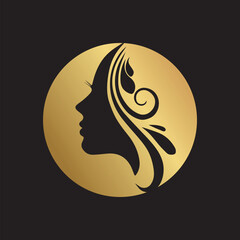 Golden Essence, Luxury Beauty. Simbel Elegance logo design. Beauty fashion logo design. Hairstyle logo design. Woman Face logo design. Natural Beauty logo design. Silhouette logo design. Beauty Parlor