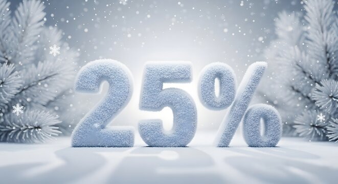 Winter wonderland 25 percent discount snowflakes and frosty trees - Powered by Adobe